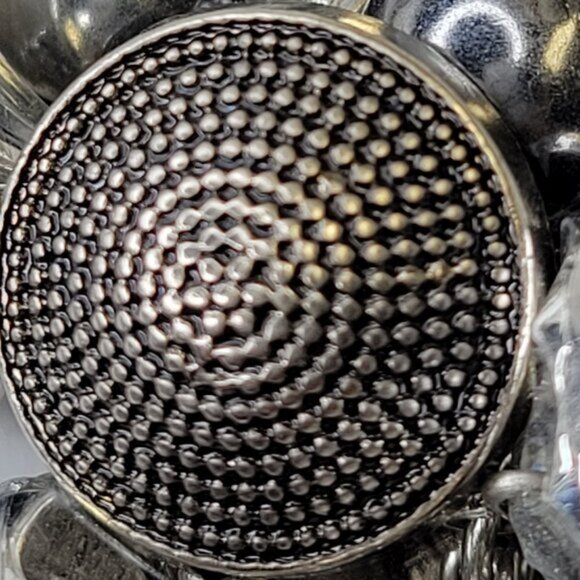 Statement Necklace Silver Tone Crystal Buttons Beads Charms Clusters Necklace - Picture 6 of 11